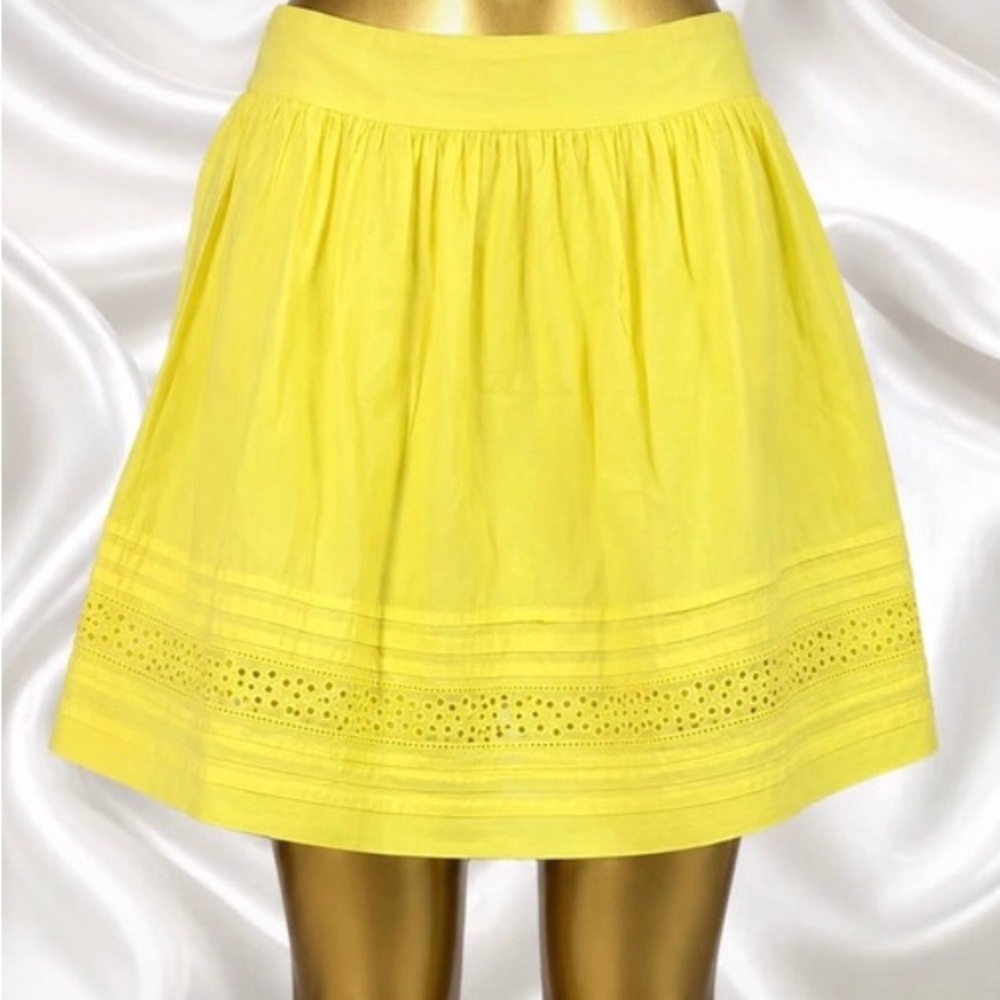 Bright Yellow Eyelet Hem Skirt